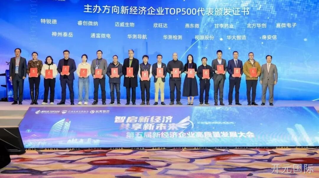 开元国际荣登“2024中国新经济企业TOP500”
